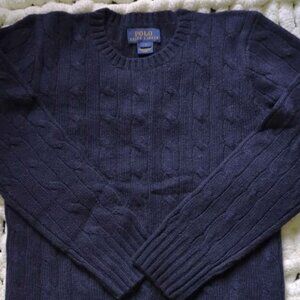 RALPH LAUREN CABLE KNIT CASHMERE SWEATER BLUE KIDS SIZE 7